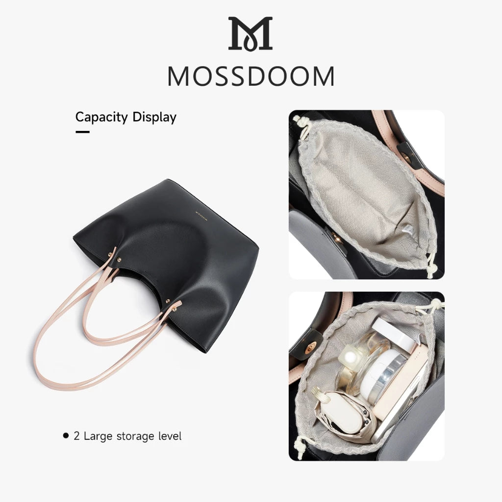 MOSSDOOM Women's Bag Perla Bag Simple Elegant Handbag Bucket Tote Bag Shoulder Bag for Women