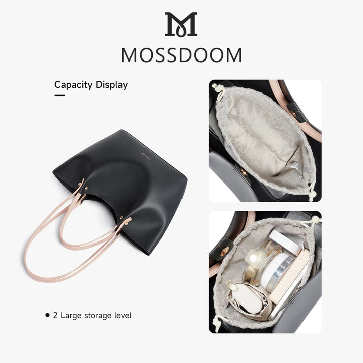 MOSSDOOM Women's Bag Perla Bag Simple Elegant Handbag Bucket Tote Bag Shoulder Bag for Women