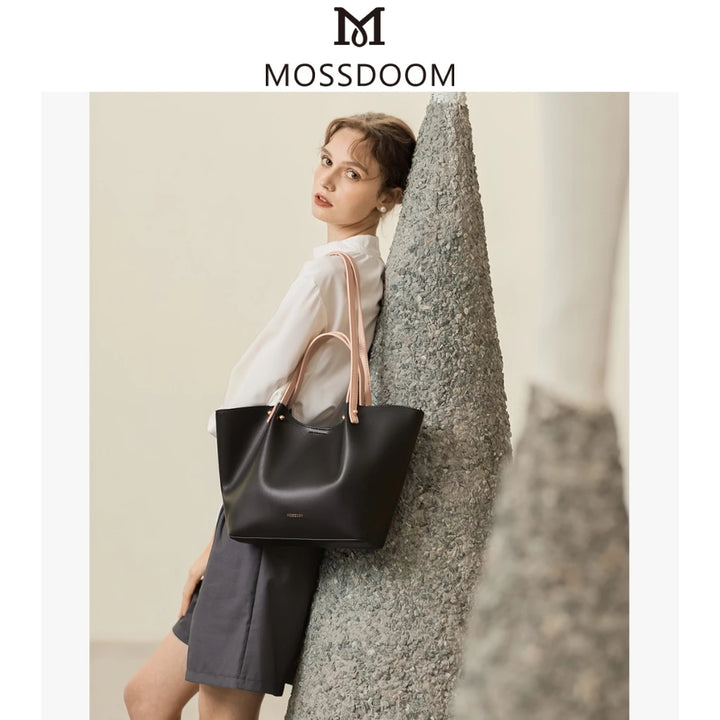 MOSSDOOM Women's Bag Perla Bag Simple Elegant Handbag Bucket Tote Bag Shoulder Bag for Women