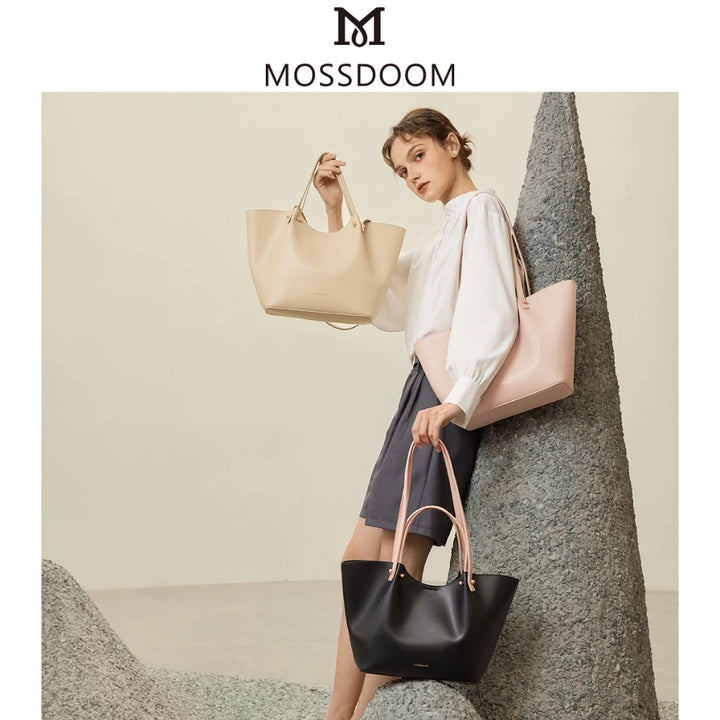MOSSDOOM Women's Bag Perla Bag Simple Elegant Handbag Bucket Tote Bag Shoulder Bag for Women