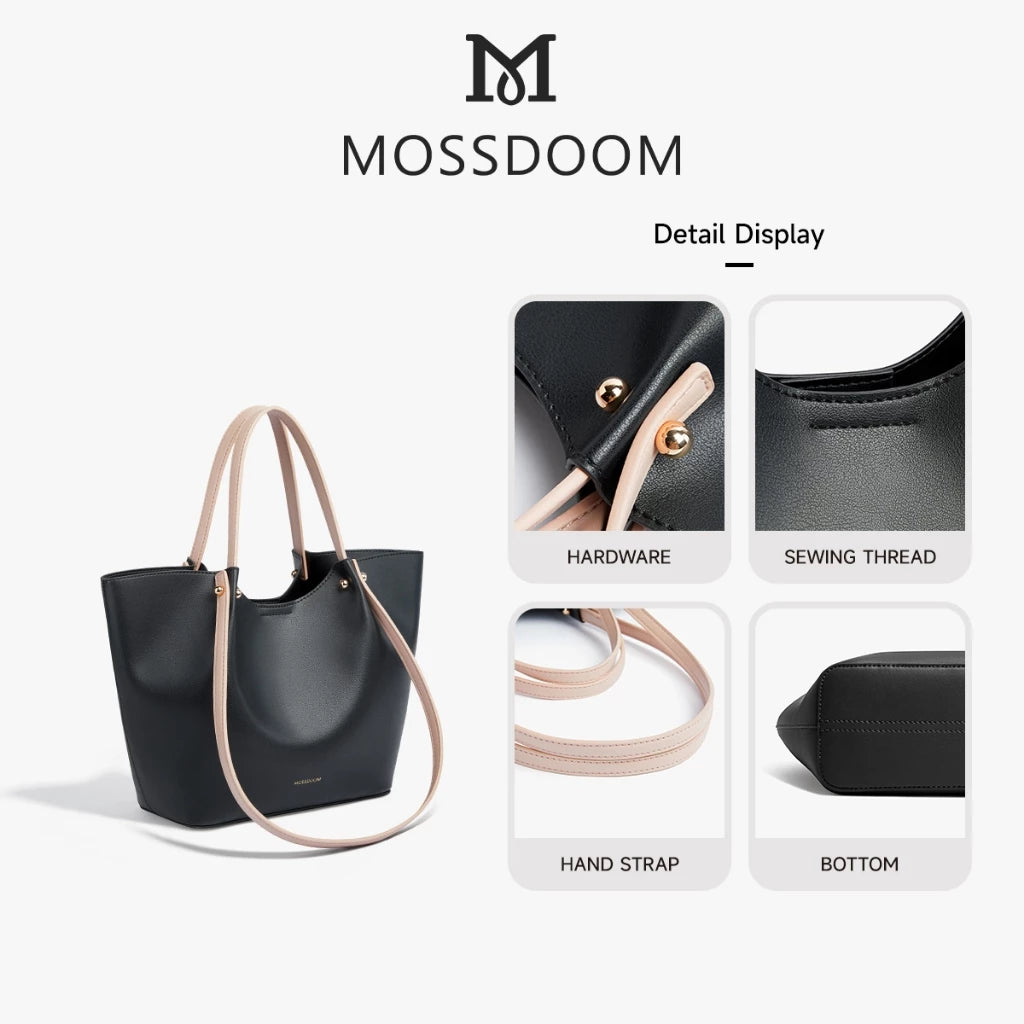 MOSSDOOM Women's Bag Perla Bag Simple Elegant Handbag Bucket Tote Bag Shoulder Bag for Women
